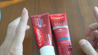 Colgate Optic White Advanced Vs Renewal Toothpaste Comparison [upl. by Okime]