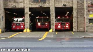 Engine 37  Tiller ladder 40  Tower ladder 23 FDNY [upl. by Kendall]