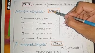 TRICK  To remember SATURATED amp UNSATURATED fatty acids  Biomolecules [upl. by Yvonner]