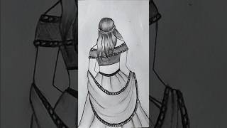 How to draw a girl with beautiful lehenga pencil sketch of a girl shorts viralvideo [upl. by Notsae160]