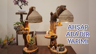 Halatlı Ahşap Abajür Yapımı wood lampshade making [upl. by Schaeffer]