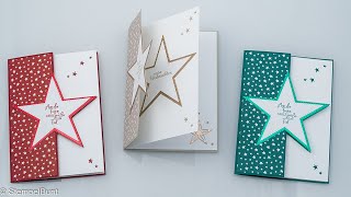 ANLEITUNG  Weihnachtskarte  Christmascard quotSternquot mit Doppeleffekt mit StampinUp® [upl. by Dnomsaj]