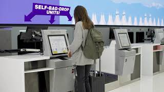 How to Use the New SelfBag Drop Kiosks at the United and Southwest Checkin Areas [upl. by Kcire]