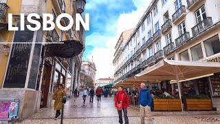 Morning Walk From Lisbon Downtown to Chiado  Lisbon PORTUGAL [upl. by Bensky]