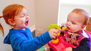 Adley helps Baby Brother with Morning Routine and after afternoon nap time [upl. by Egni]