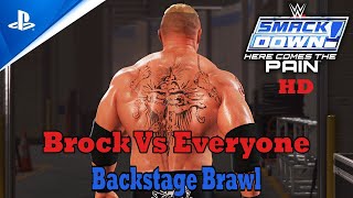 Brock Lesnar Vs Everyone Backstage Brawl WWE Smackdown Here Comes The Pain 2024 PCSX2 [upl. by Chlo]