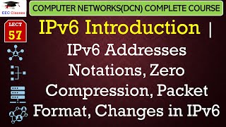 L57 IPv6 Introduction  IPv6 Addresses Notations Zero Compression Packet Format Changes in IPv6 [upl. by Tenej]