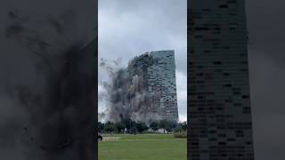 Louisiana tower imploded after hurricane damage [upl. by Ahsirtap757]