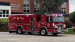 BRAND NEW Skokie Fire Department Engine 16 and Spare Ambulance Responding [upl. by Htidirem]