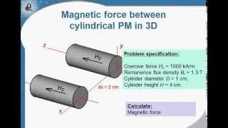 QuickField example Cylinder permanent magnet force [upl. by Nibot]