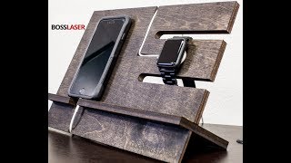 DIY Laser Cut Wooden iPhone  Watch Charging Dock  Download File [upl. by Diskin]