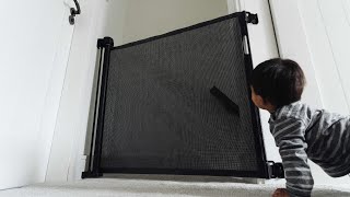 Momcozy Retractable Baby amp Pet Gate  Installation [upl. by Lledualc]