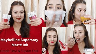 Maybelline Superstay Matte Ink Lipstick Crash Test 16 Stunning Lip Swatches  Review SWATI BHAMBRA [upl. by Ehsiom73]