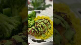 Peruvian Chicken yellow rice with aji verde sauce and steamed broccoli [upl. by Parke]