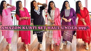 🧡Amazon Affordable Kurti Set Haul Under Rs 999🧡 Party Wear Kurta Dupatta Set Haul🧡 [upl. by Yenruoc873]