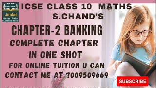 ICSE Ch2 Banking Ex2 Complete In One Shot From S Chands For ICSE Class 10 Math jindalmathspoint [upl. by Martinic]