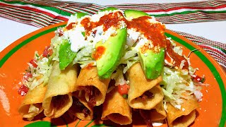 FLAUTAS CARNE DE RES DESEBRADA TACOS DORADOS [upl. by Laurentium]