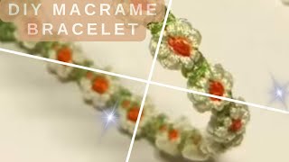 DIY Macrame Thread Daisy Flower Bracelet How To Make Flower BraceletDIY Bracelet [upl. by Ettezoj]