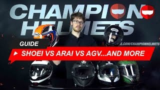 Shoei vs Arai vs AGV vs HJC Which Motorcycle Helmet Brand is the Best  ChampionHelmetscom [upl. by Adnot]