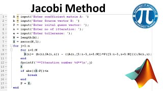 Jacobi Method MATLAB code in just 18 lines [upl. by Swanson]