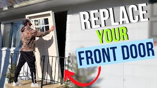 DIY Front Door Replacement How to Replace a Front Door StepbyStep [upl. by Enelyam]