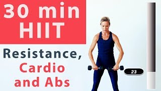 Advanced HIIT cardio resistance and AB interval workout [upl. by Anavas19]