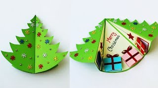 DIY Christmas Pop Up Card  How To Make Christmas Greeting Cards  Christmas Tree Card [upl. by Tara342]