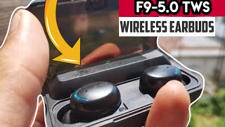 F9 50 TWS Bluetooth Earphones 50 Unboxing Black  New Generation Heavy Bass [upl. by Enaek]