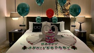 Anniversary Room Decoration Ideas at hotel  Home  Romantic  love [upl. by Eittel]