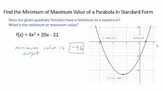 Minimum and Maximum Value of a Quadratic Function Parabola [upl. by Cochran]