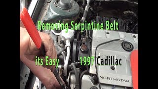 Cadillac  GM  Northstar  How to replace serpentine belt  what mechanics wont tell you DIY [upl. by Tallbot]