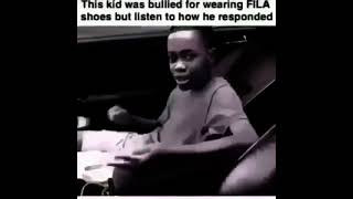 This kid was bullied for wearing FILA shoes but listen to how he responded [upl. by Elleirua]