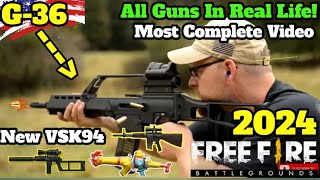 Free Fire 60 New guns In real Life 2024  All 60 WeaponsSnipersShootGunsMachineGunsRifles💣🔪 [upl. by Lenard]