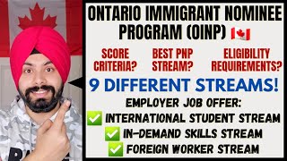 Part 1 Canada PR via Ontario Immigrant Nominee Program OINP  9 Streams Criteria InDemand Jobs [upl. by Eirlav]