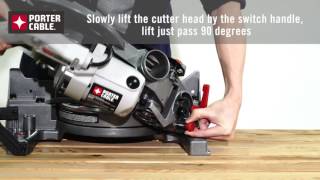 PCXB115MS 10in Folding Miter Saw RAISING THE CUTTER HEAD [upl. by Sergei735]