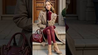 Burgundy Colour Pallete ☺️ lookbook haul outfit autumn fashion influencer runwayai [upl. by Easton185]