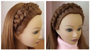 Braided headband hairstyle Quick amp Easy 🌺 Tresse serre tête 🌺 facile à faire [upl. by Caldera]