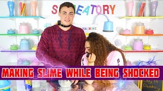 MAKING SLIME WHILE BEING SHOCKED CHALLENGE in the slimeatory [upl. by Lemyt839]