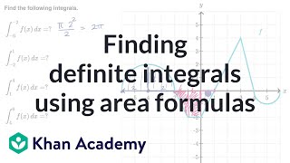 Finding definite integrals using area formulas  AP Calculus AB  Khan Academy [upl. by Aluor272]