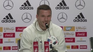 FUNNY Podolski gives his take on Loews quotscratch and sniffquot [upl. by Notlad]