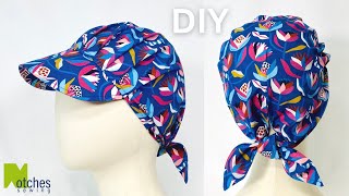 DIY Tie Back Cap  How to make a Pleated Hat with Brim [upl. by Namharludba755]