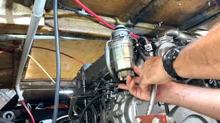 How to change fuel filters and bleed air in a Yanmar marine diesel [upl. by Atokad]