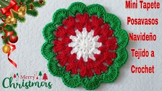 Tejido Navideño a Ganchillo Para PrincipinteCrochet Cristmas projetsMini Tapete Navideño a Crochet [upl. by Allebara]