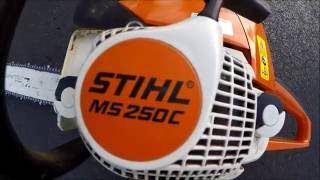 How to start your Stihl MS 250C Easy2Start Chainsaw [upl. by Frulla]