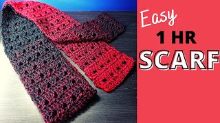 Crochet Scarf for Beginners  Easy Pattern to Crochet a Scarf in 1 Hour [upl. by Duston]