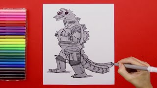 How to draw Mechagodzilla [upl. by Dnaltiac]