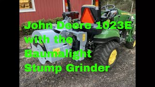 John Deere 1023E with the Baumalight Stump Grinder [upl. by Mercer]