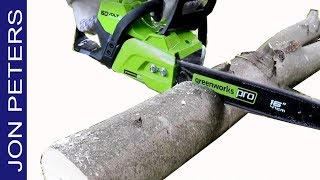 Electric Chainsaw Testing GreenWorks 60V Battery Cordless Chainsaw [upl. by Ytsud944]