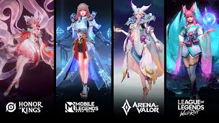 Ahri Guinevere Daji Liliana  Skin Comparison  Wildrift VS HOK VS AOV VS MLBB [upl. by Henley]