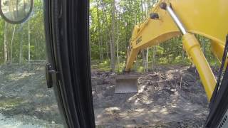 Laser Ditching Specta Precision LR50W Machine Receiver mounted on Track Hoe [upl. by Giacomo]